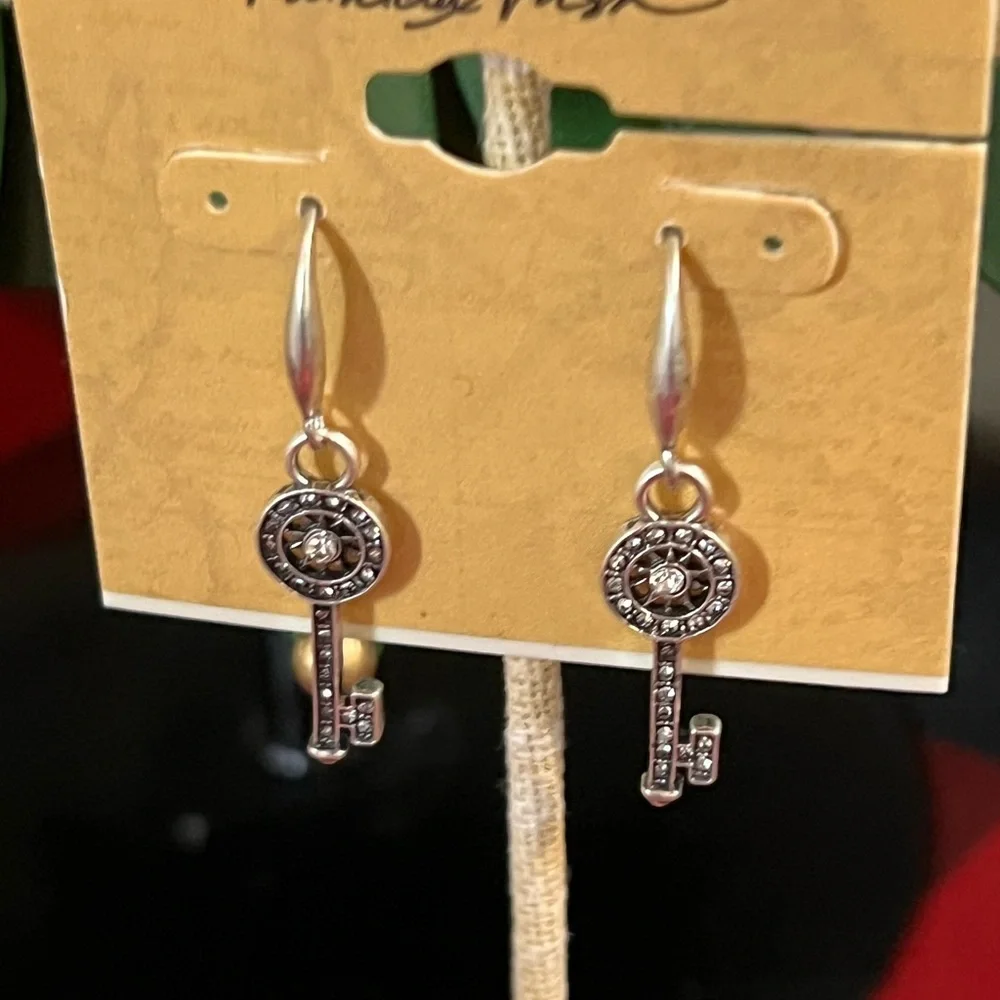 Patricia Nash Silver Key Charm Earrings